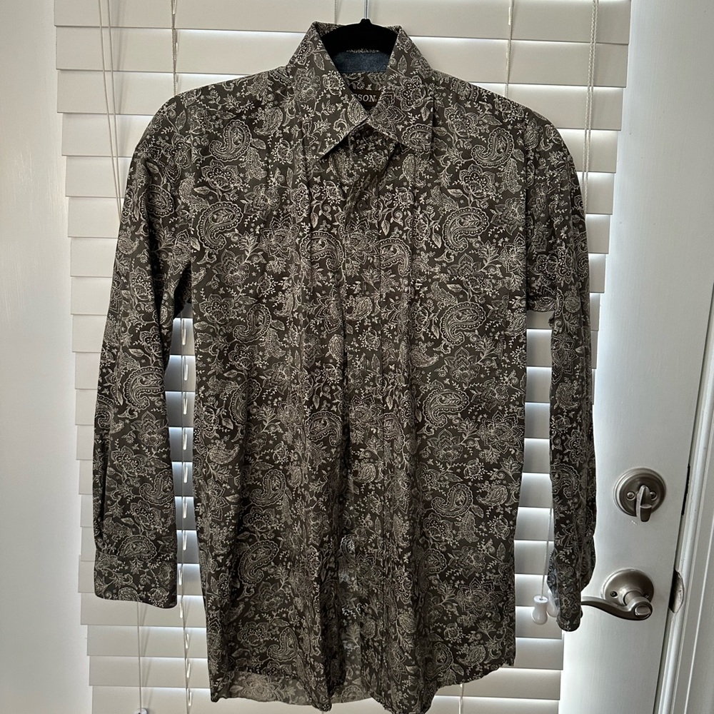 Stetson Men’s Small Green Paisley Button-Down Shirt